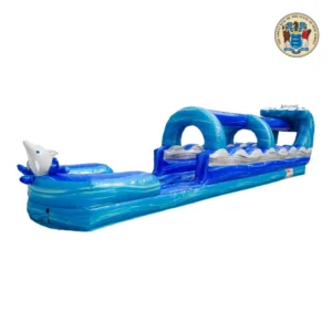 Dolphin 30 FT Commercial Inflatable Slip N Slide with Attached Splash Pool