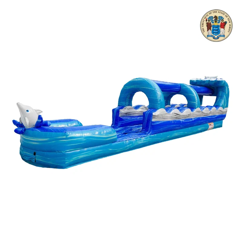 Dolphin 30 FT Commercial Inflatable Slip N Slide with Attached Splash Pool