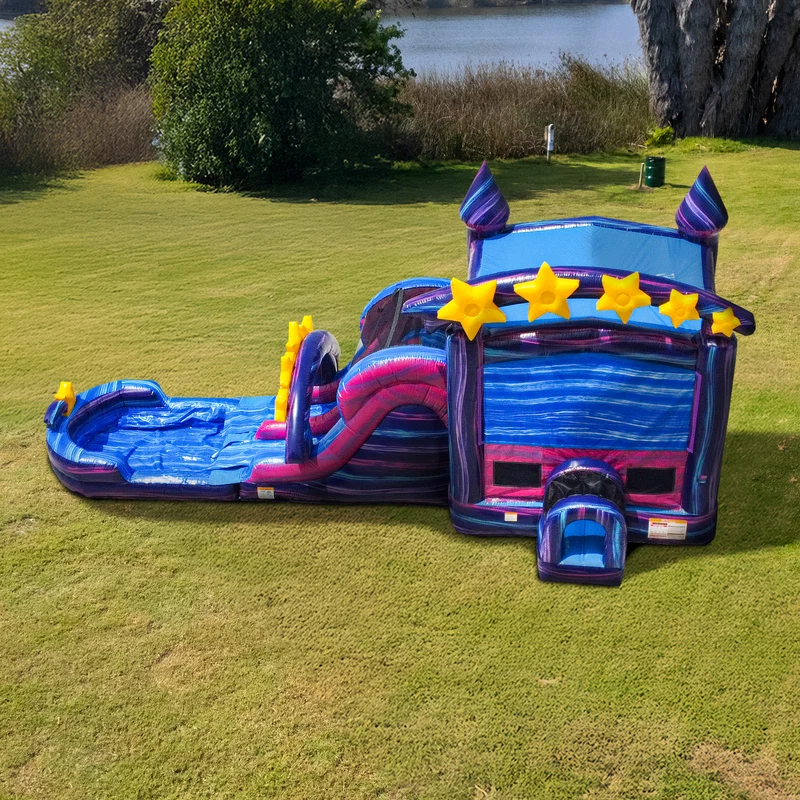 Galaxy Dual Lane Commercial Inflatable Combo with Detachable Deep Pool