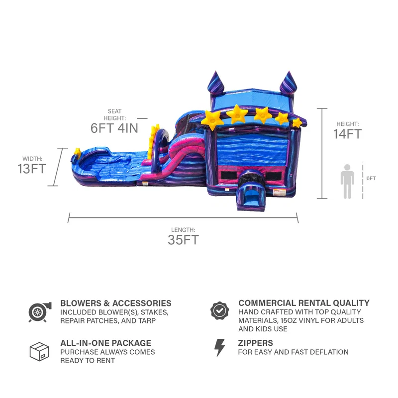 Galaxy Dual Lane Commercial Inflatable Combo with Detachable Deep Pool - Image 2