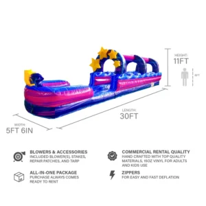 Galaxy 30 FT Commercial Slip N Slide with Attached Splash Pool
