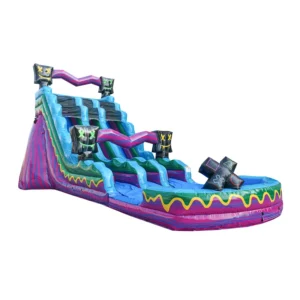 Level Up 20 FT Dual Lane Commercial Water Slide with Center Stairs