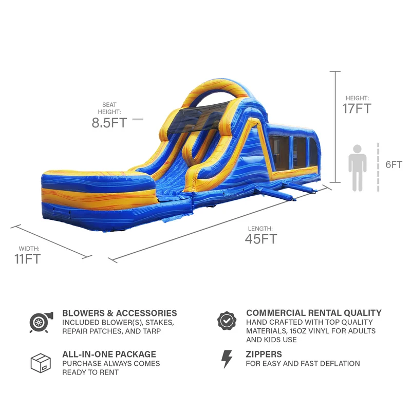 Melting Arctic Wet & Dry Dual Lane Commercial Obstacle Course with Detachable Pool