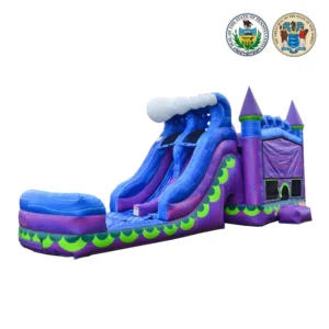 Mermaid Dual Lane Commercial Inflatable Combo with Attached Splash Pool