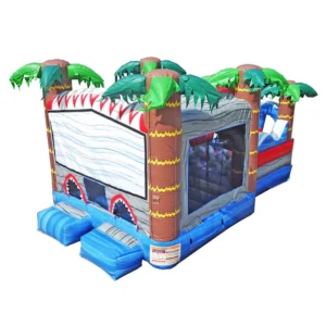 Shark Obstacle + Bouncer Commercial Inflatable Obstacle Course with Bounce House
