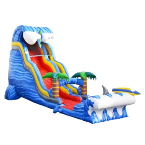 Shark Sighted Wave 24 FT Commercial Inflatable Water Slide with Detachable Deep Pool