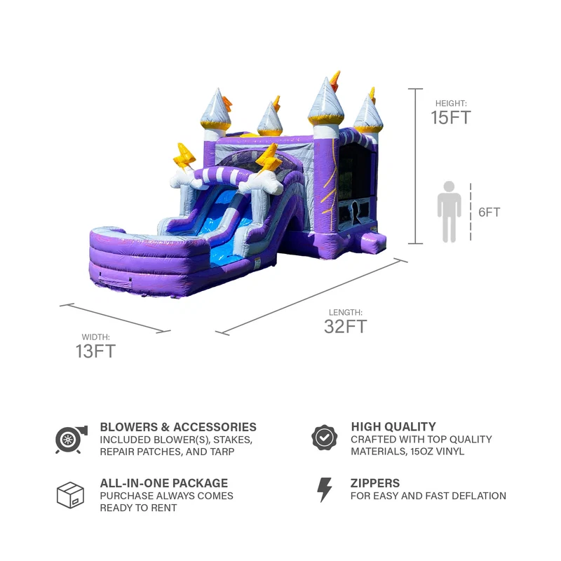 Thunder Dual Lane Commercial Inflatable Combo with Attached Deep Splash Pool - Image 2